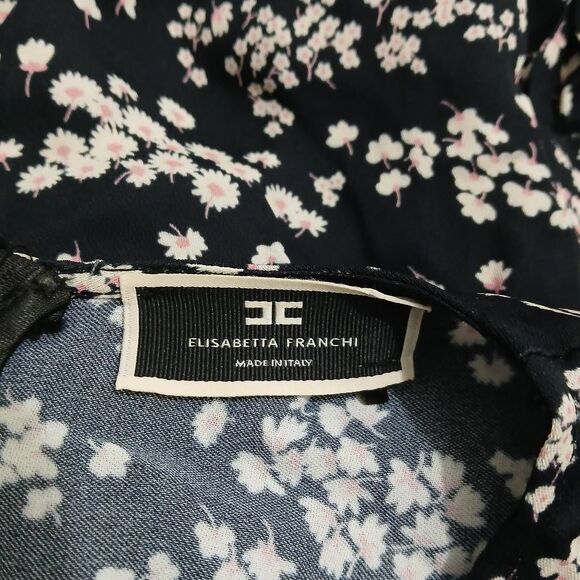 Elisabetta franchi abito Donna womens medium floral mini black cream blossoms - Picture 7 of 10